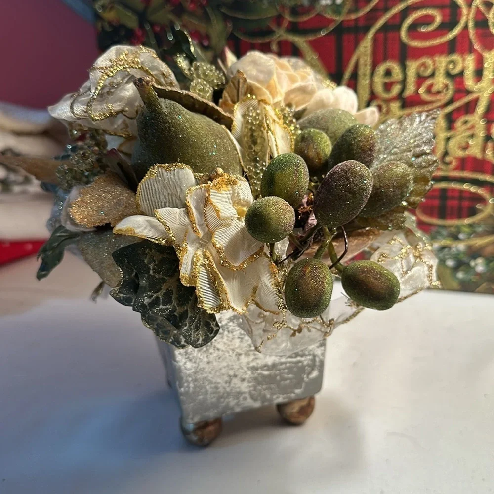 Christmas faux flower arrangement decor